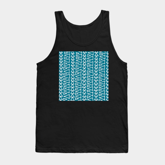 Ocean Blue and White Triangles Pattern Tank Top by dreamingmind